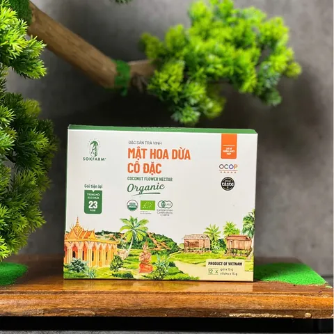 Mật Hoa Dừa Sokfarm Hữu Cơ - Hộp 12 Gói x 15g, Thay Thế Đường Tinh Luyện, Tự Nhiên, Thơm Ngon, Giàu Khoáng Chất, Phù Hợp Với Người Tiểu Đường
