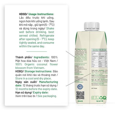 Combo 6 Hộp Mật Hoa Dừa Tươi Organic Sokfarm 330ml - Thức Uống Thanh Mát 100% Tự Nhiên, Giàu Khoáng Chất