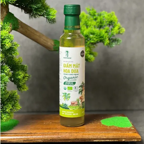 Giấm Mật Hoa Dừa Organic Sokfarm 265ml - Hỗ Trợ Tiêu Hóa, Giàu Khoáng Chất và Enzyme, 100% Tự Nhiên, Không Biến Đổi Gen