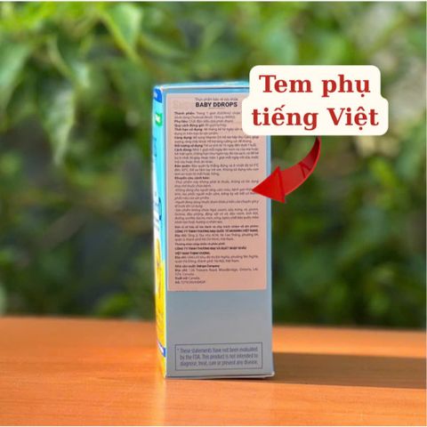 Vitamin D3 Baby Ddrops 400 IU - Vitamin D Chất Lỏng Cho Bé (90 Giọt) Tăng Cường Sức Khỏe Xương - Nhập Khẩu Chính Ngạch từ Canada