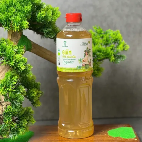 Giấm Mật Hoa Dừa Organic Sokfarm 1 Lít - Giấm Tự Nhiên, Giàu Khoáng Chất, Hỗ Trợ Tiêu Hóa, Không Biến Đổi Gen Việt Nam