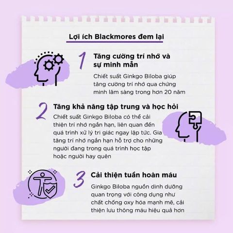 Viên uống Blackmores Ginkgoforte 40 viên - Hỗ trợ trí não, cải thiện trí nhớ và chức năng nhận thức, nhập khẩu chính ngạch từ Úc