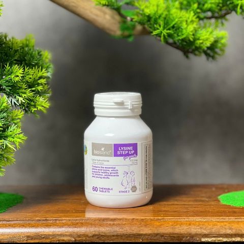 Bio Island Lysine Step Up for Youth - Viên nhai hỗ trợ trẻ biếng ăn, phát triển chiều cao & tăng cường miễn dịch (60 viên)