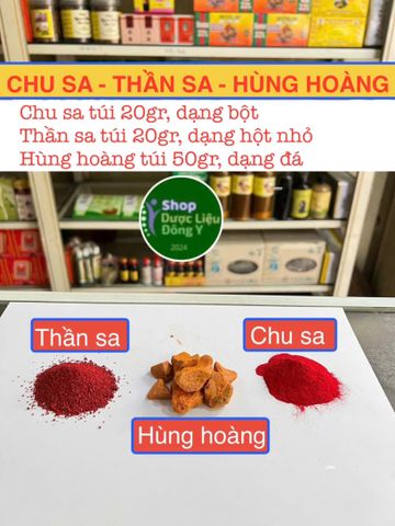 Bộ Vật Phẩm Phong Thủy Hùng Hoàng - Chu Sa, Thần Sa (20g/20g/50g) - Tăng Cường Tài Lộc, Sức Khỏe, May Mắn