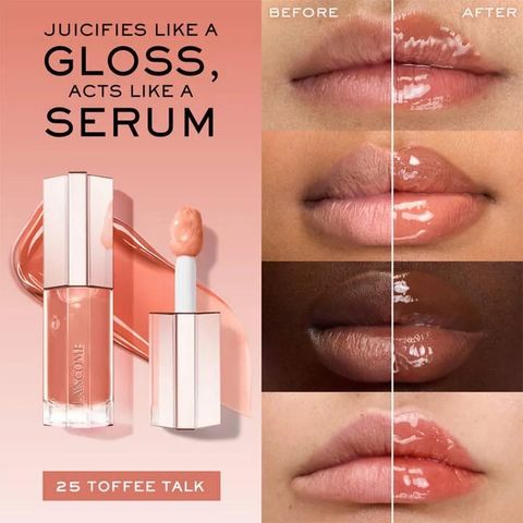Son Kem Lancôme Lip Idôle Juicy Treat Lip Oil Gloss 25 Toffee Talk - Son Môi Dưỡng Ẩm Màu Cam San Hô Chính Hãng Nổi Bật