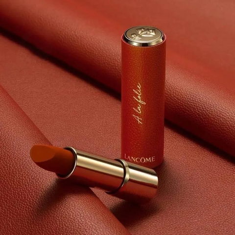 Son Lancôme Limited 196 A La Folie - Son Môi Cao Cấp Màu Đỏ Cam Cháy Quyến Rũ, Dưỡng Ẩm Cho Làn Môi Mềm Mại