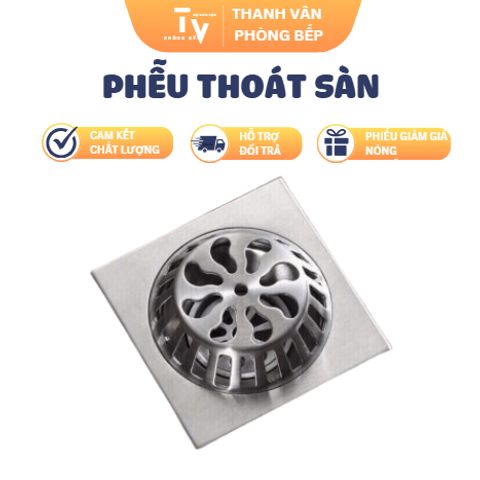 Phễu Thoát Sàn Inox Chống Mùi Hôi & Côn Trùng - Kích Thước 60-90mm - Dụng Cụ Nhà Bếp TVKITCHEN (TV1230)