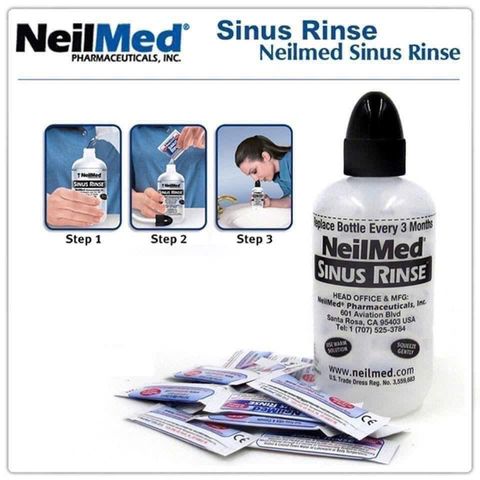Bộ Bình Nước Rửa Mũi NEILMED SINUS RINSE - 2 Bình Squeeze 240ml, 1 Chai NasalMist 75ml, 250 Gói Muối An Toàn, Vệ Sinh Mũi Hàng Ngày