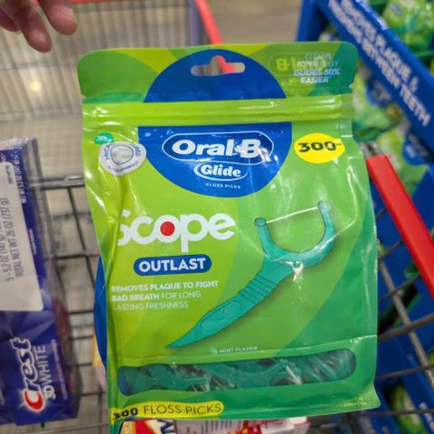 Tăm Chỉ Nha Khoa Oral-B Glide Scope Floss Picks Hương Bạc Hà 300 Cây - Chăm Sóc Răng Miệng Hiệu Quả, Dễ Sử Dụng