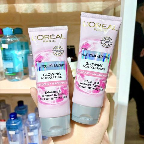 Sữa Rửa Mặt L'Oréal Glycolic-Bright 100ml - Làm Sáng Da, Giảm Xỉn Màu, Dưỡng Ẩm - Mỹ Phẩm Cao Cấp Từ Pháp
