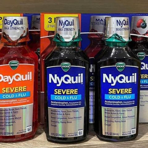 Set Siro Dayquil & Nyquil 3 Chai x 354ml - Thuốc Cảm Lạnh & Cúm Chống Đau Nửa Đêm Mỹ, Giảm Nghẹt Mũi, Ho, Sốt