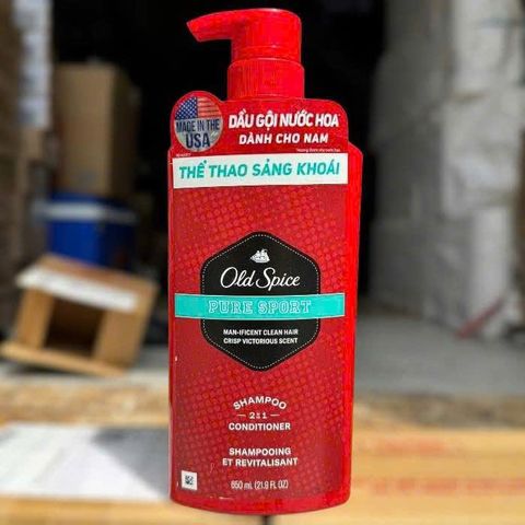 Dầu Gội & Xả Old Spice 2in1 Pure Sport 650ml - Sản Phẩm Chăm Sóc Tóc Nam, Hương Thơm Lâu, Tiện Lợi Cho Người Thể Thao