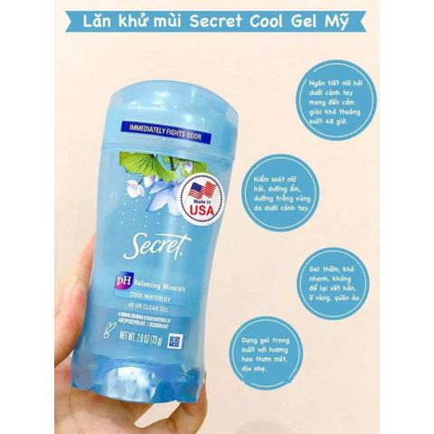 Lăn khử mùi Secret Cool Waterlily Clear Gel 73g – thoáng sạch