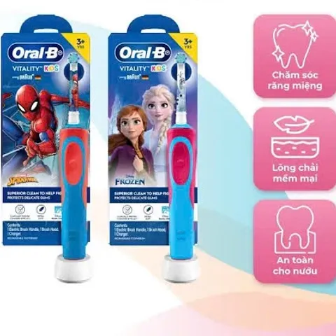 Bàn chải điện Oral-B Vitality Kids cho bé gái - Thiết kế đáng yêu, công nghệ làm sạch 2D hiệu quả, khuyến khích thói quen chăm sóc răng miệng