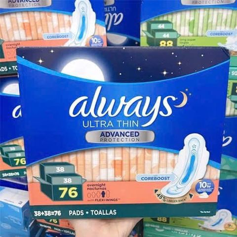 Băng Vệ Sinh Always Ultra Thin Advanced Protection 76 Miếng - Thiết Kế Siêu Mỏng, Thấm Hút Nhanh, Dành Cho Phụ Nữ Thoải Mái Hàng Ngày