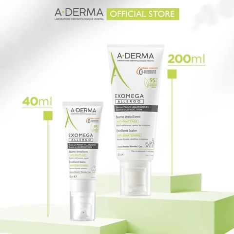 Kem Dưỡng Ẩm A-Derma Exomega Allergo Emollient Balm 40ml - Hỗ Trợ Chăm Sóc Da Khô và Viêm Da Cơ Địa, Giảm Ngứa, Phục Hồi Da Nhạy Cảm