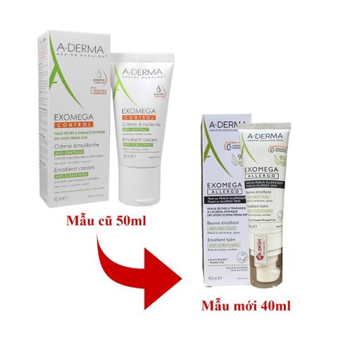 Kem Dưỡng Ẩm A-Derma Exomega Allergo Emollient Balm 40ml - Hỗ Trợ Chăm Sóc Da Khô và Viêm Da Cơ Địa, Giảm Ngứa, Phục Hồi Da Nhạy Cảm