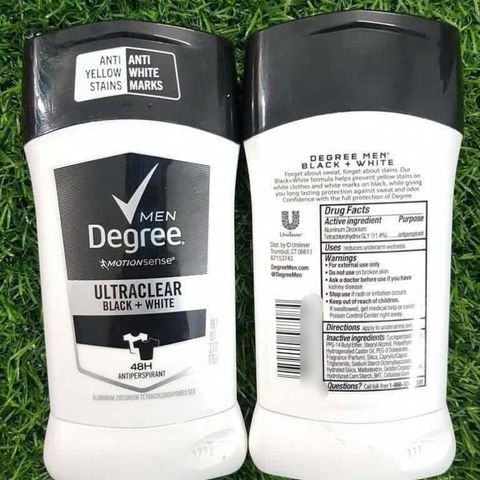 Lăn khử mùi Degree Men Ultraclear Black + White 76g – chống ố