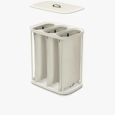 Thùng Đựng Đồ Giặt 3 Ngăn Quai Xách Joseph Joseph 50021 Tota Trio 90L Màu Kem - Giỏ Phân Loại Smart Chăm Sóc Quần Áo