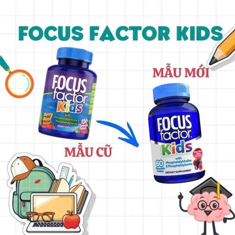 Vitamin bổ não Focus Factor Kids 150v - Tăng cường trí nhớ, tập trung cho trẻ - Hương berry tự nhiên, dễ nhai