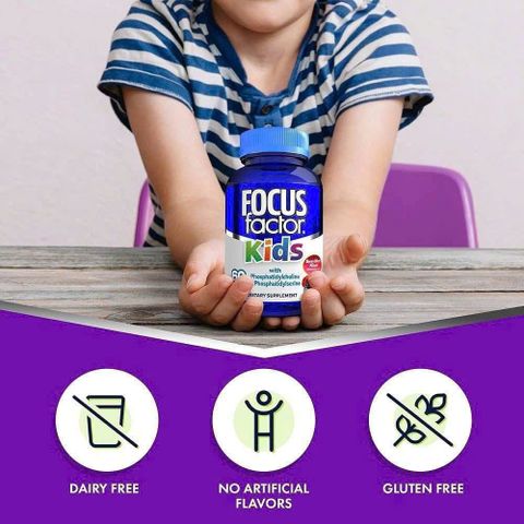 Vitamin bổ não Focus Factor Kids 150v - Tăng cường trí nhớ, tập trung cho trẻ - Hương berry tự nhiên, dễ nhai
