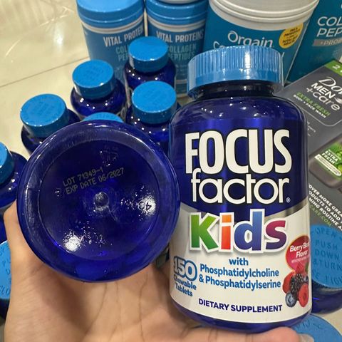 Vitamin bổ não Focus Factor Kids 150v - Tăng cường trí nhớ, tập trung cho trẻ - Hương berry tự nhiên, dễ nhai