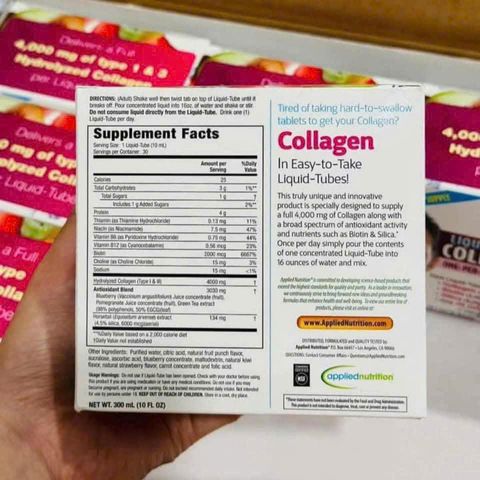 Nước Uống Collagen Mỹ 30 Ống Vị Trái Cây - Đẹp Da, Tóc, Móng, Tăng Độ Đàn Hồi, Chống Lão Hóa và Tái Tạo Da