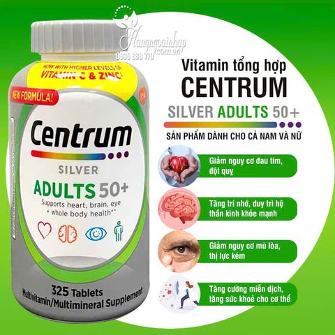 Vitamin Tổng Hợp Centrum Silver Dành Cho Người Trên 50 Tuổi - Hỗ Trợ Sức Khỏe Tim, Não, Xương Khớp - Nhập Khẩu Mỹ