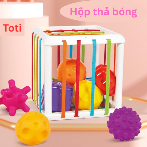 Hộp Thả Bóng Cầu Vồng Montessori Seseele - Đồ Chơi Giáo Dục Phát Triển Kỹ Năng Nhận Thức Cho Bé, Bóng Sillicon An Toàn