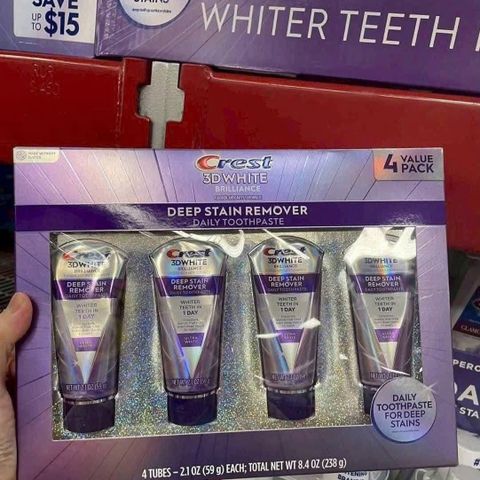 Kem đánh răng Crest 3D Brilliance - Tẩy trắng sâu vết ố hiệu quả, hương bạc hà tươi mát, an toàn cho men răng, sản phẩm từ Mỹ
