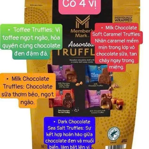 Socola Truffle Cao Cấp Member's Mark 460G - Hương Vị Đặc Sắc, Món Quà Sang Trọng Từ Mỹ