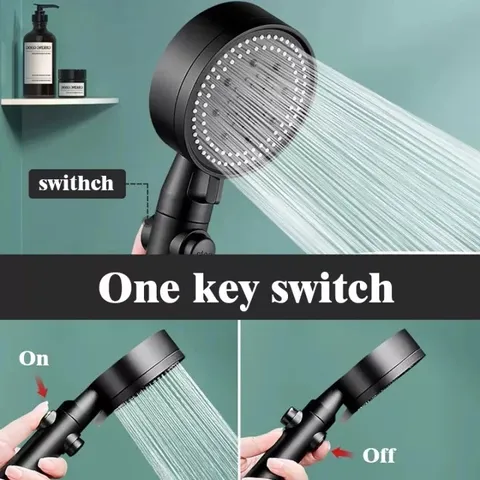 Bộ Vòi Sen Tăng Áp 5 Chế Độ Sang Trọng - Tiết Kiệm Nước Màu Đen Phù Hợp Cho Mỗi Không Gian Tắm