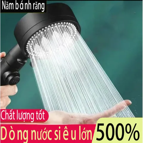 Bộ Vòi Sen Tăng Áp 5 Chế Độ Sang Trọng - Tiết Kiệm Nước Màu Đen Phù Hợp Cho Mỗi Không Gian Tắm