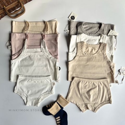 Bộ Đồ Lót Trẻ Em Peekaboo Phong Cách Hàn Quốc - Cotton Thoáng Khí Cho Bé Trai, Bé Gái Mùa Hè Siêu Xinh, An Toàn, Dễ Chịu