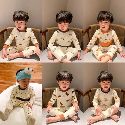 Bộ Đồ Dài Tay Cotton Cạp Cao Hình Gấu Dễ Thương Cho Bé - Thời Trang Dễ Thương Cho Bé Trai & Bé Gái, Mặc Đi Học Hay Đi Chơi
