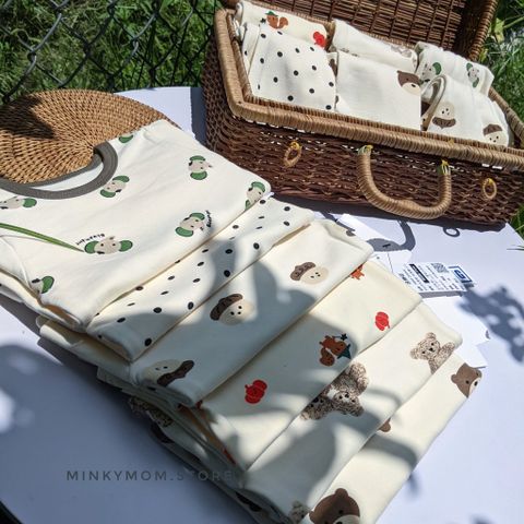 Bộ Đồ Dài Tay Cotton Cạp Cao Hình Gấu Dễ Thương Cho Bé - Thời Trang Dễ Thương Cho Bé Trai & Bé Gái, Mặc Đi Học Hay Đi Chơi