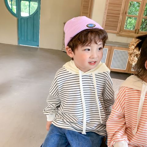 Áo Hoodie Kẻ Ngang Có Mũ Cho Bé Phong Cách Hàn Quốc - Thời Trang Thu Đông 2023, Cotton Thoáng Mát, Dành Cho Bé Hiếu Động