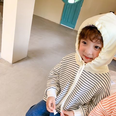 Áo Hoodie Kẻ Ngang Có Mũ Cho Bé Phong Cách Hàn Quốc - Thời Trang Thu Đông 2023, Cotton Thoáng Mát, Dành Cho Bé Hiếu Động