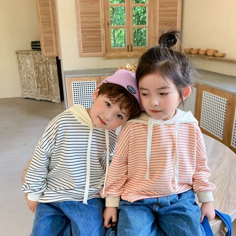 Áo Hoodie Kẻ Ngang Có Mũ Cho Bé Phong Cách Hàn Quốc - Thời Trang Thu Đông 2023, Cotton Thoáng Mát, Dành Cho Bé Hiếu Động