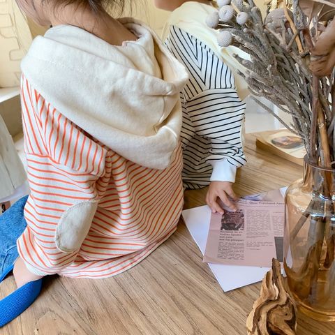 Áo Hoodie Kẻ Ngang Có Mũ Cho Bé Phong Cách Hàn Quốc - Thời Trang Thu Đông 2023, Cotton Thoáng Mát, Dành Cho Bé Hiếu Động