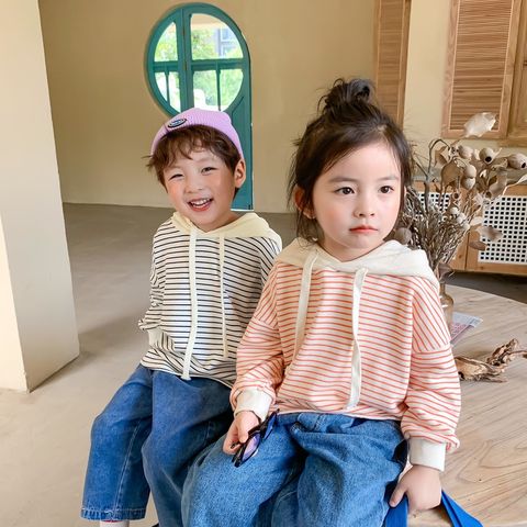 Áo Hoodie Kẻ Ngang Có Mũ Cho Bé Phong Cách Hàn Quốc - Thời Trang Thu Đông 2023, Cotton Thoáng Mát, Dành Cho Bé Hiếu Động
