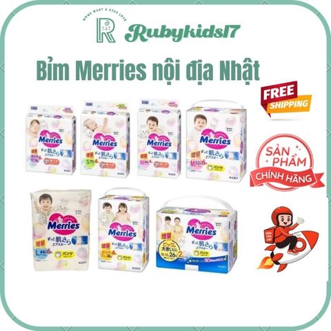 Tã Dán/Quần Merries Nhật Bản - Bỉm Siêu Thấm Hút, An Toàn Cho Bé Từ Sơ Sinh Đến 24kg - Hàng Nội Địa Chất Lượng Cao