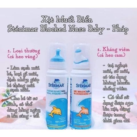 Xịt Mũi Cá Heo Sterimar Pháp - Xịt Muối Biển An Toàn Cho Bé, Hỗ Trợ Hô Hấp, Giải Nghẹt Mũi