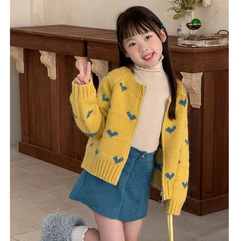 Áo Khoác Len Cardigan Ngắn Dáng Rộng Hình Trái Tim Kéo Khoá Princess Yuyu - Thời Trang Mùa Đông 2026 cho Bé gái