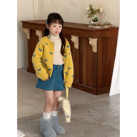 Áo Khoác Len Cardigan Ngắn Dáng Rộng Hình Trái Tim Kéo Khoá Princess Yuyu - Thời Trang Mùa Đông 2026 cho Bé gái