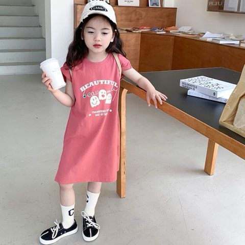 Váy Suông Cotton Tay Cánh Dơi Ambbkids - Thời Trang Nữ Đáng Yêu Cho Bé Gái Hè 2023, Thiết Kế Vạt Xẻ Điệu Đà