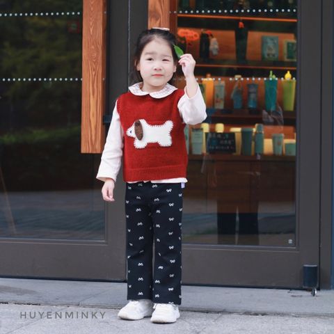 Áo Len Gile Dệt Kim Cún Con Dễ Thương Cho Bé Gái, Bé Trai Phong Cách Thu Đông Hàn Quốc 2025 - Size 90-130