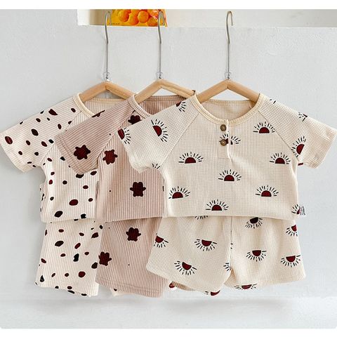 2023 Bộ Cộc Hoạ Tiết Cotton Tổ Ong Peekaboo Cho Bé Phong Cách Hàn Quốc Cực Xinh