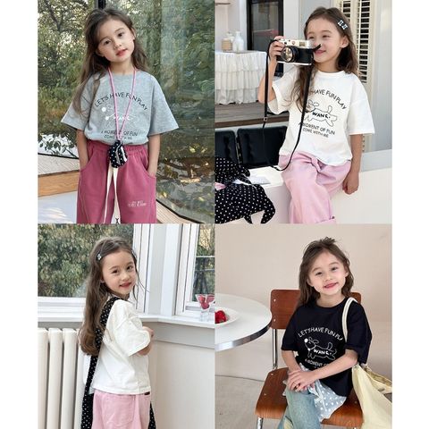 Áo Thun Ngắn Tay Dễ Thương Cho Bé Gái AmbbKids - Họa Tiết Cartoon Hàn Quốc, Chất Liệu Cotton Mềm Mịn, Đủ Size 90-150