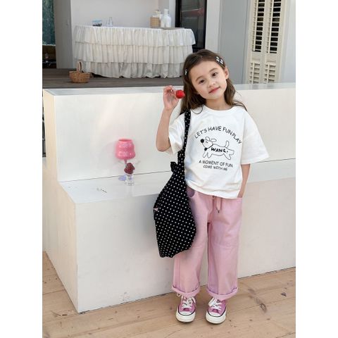 Áo Thun Ngắn Tay Dễ Thương Cho Bé Gái AmbbKids - Họa Tiết Cartoon Hàn Quốc, Chất Liệu Cotton Mềm Mịn, Đủ Size 90-150